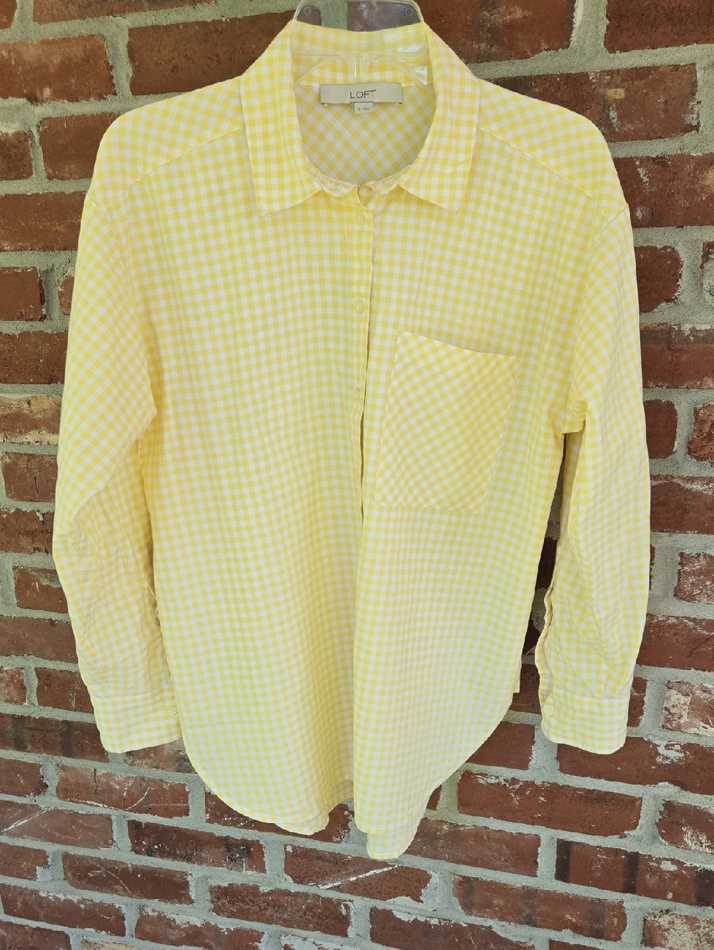 LOFT Yellow Gingham  Button-Down Shirt